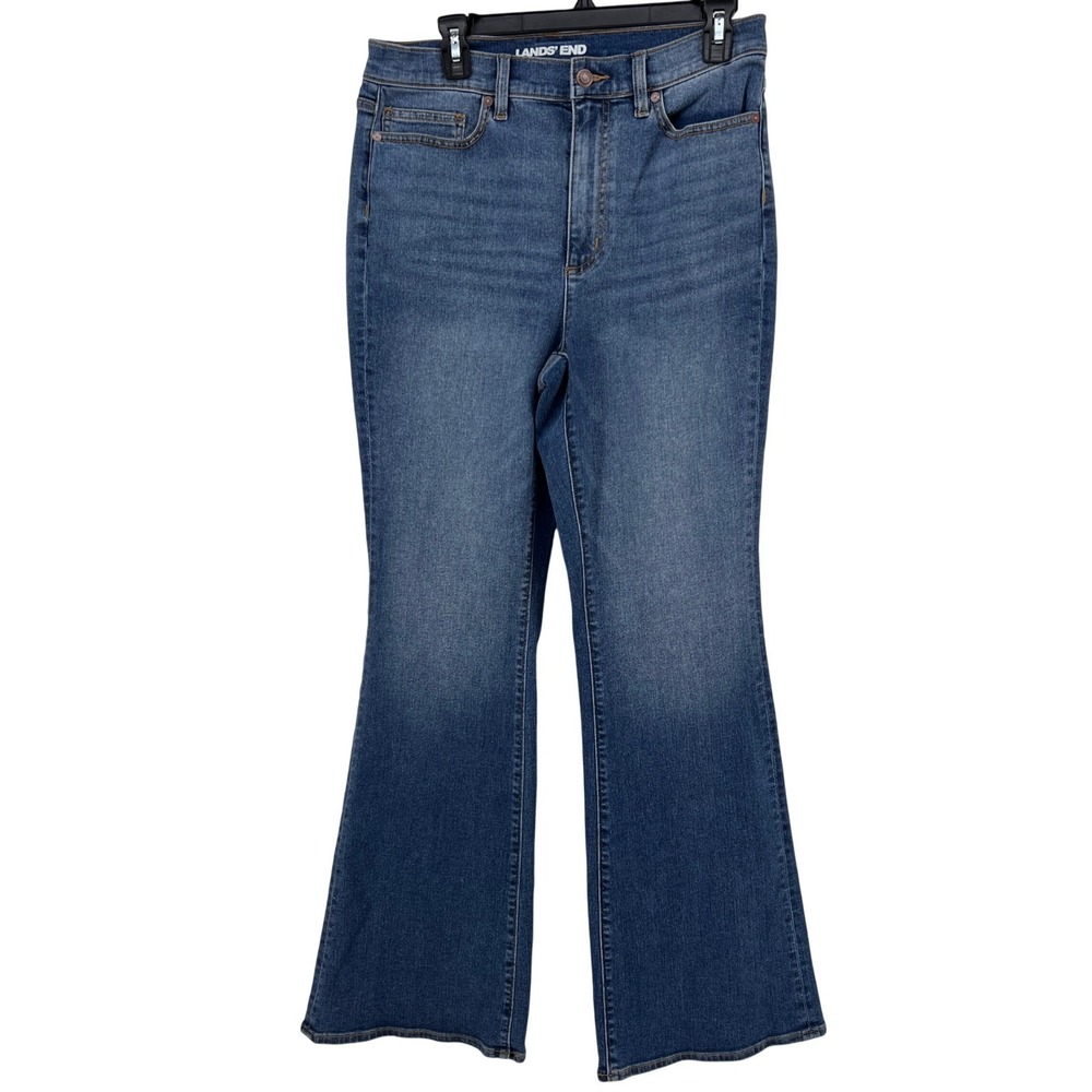 Lands End Womens Jeans Size 10 Tall High‎ Rise Flare Leg Medium Wash Denim
